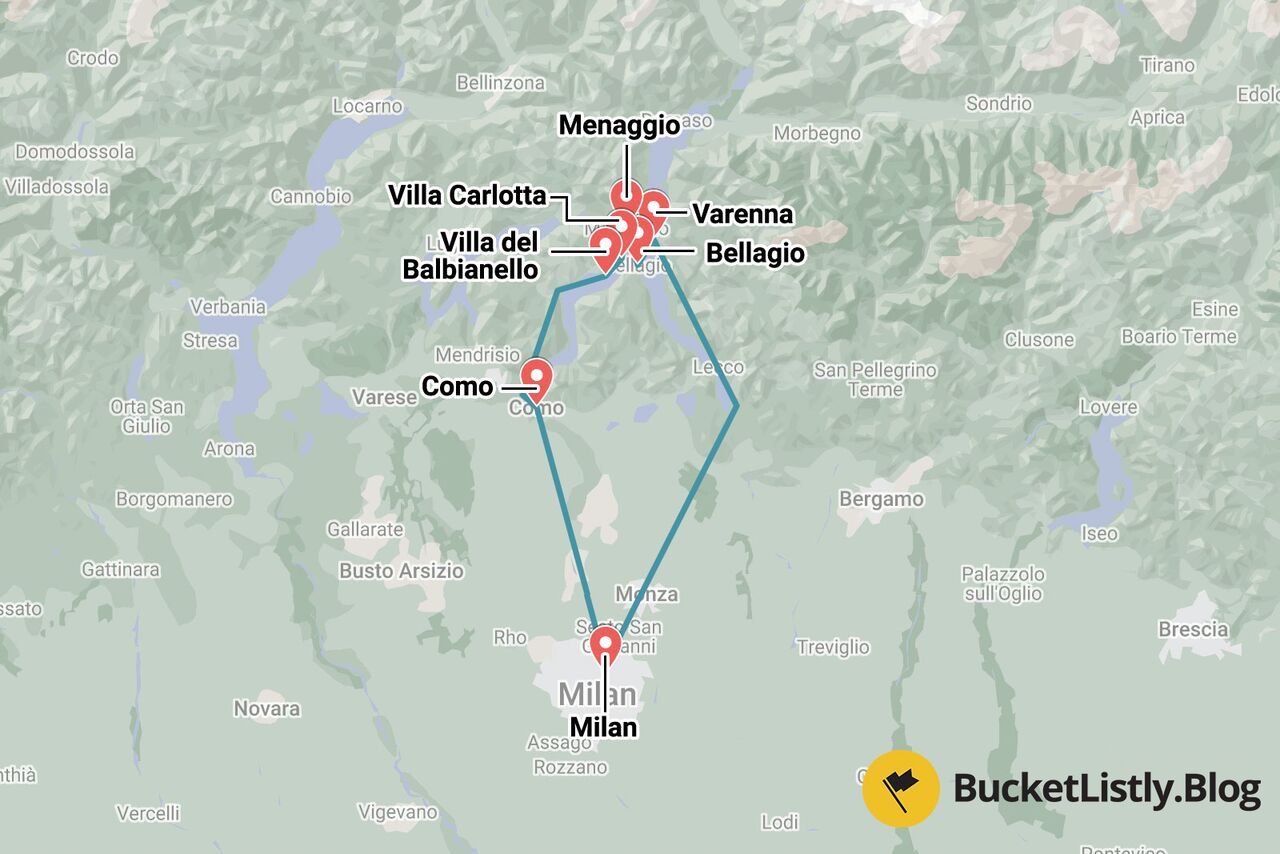 ne Day Lake Como Itinerary Map