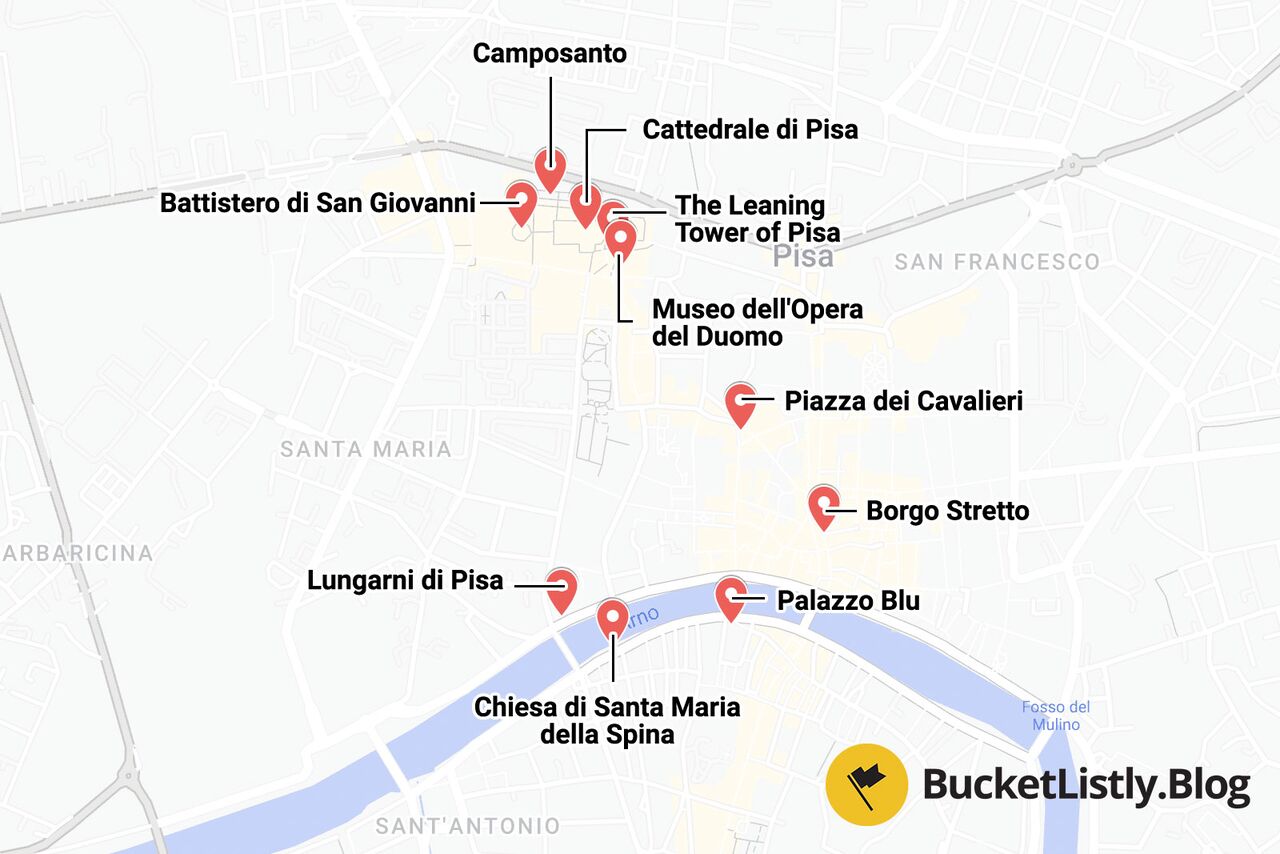 Pisa Itinerary Map