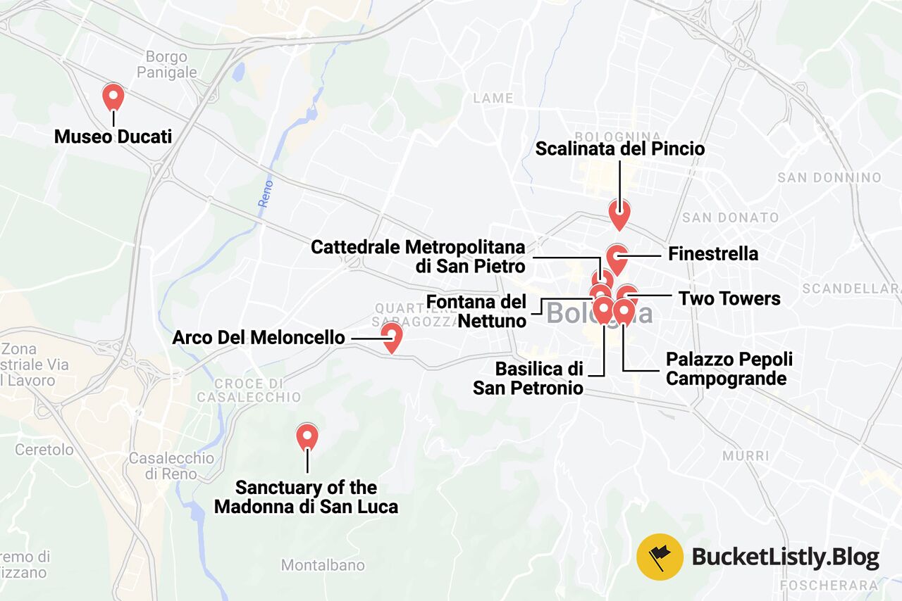 Bologna Itinerary Map