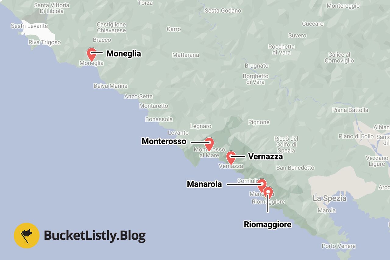 Cinque Terre Itinerary Map