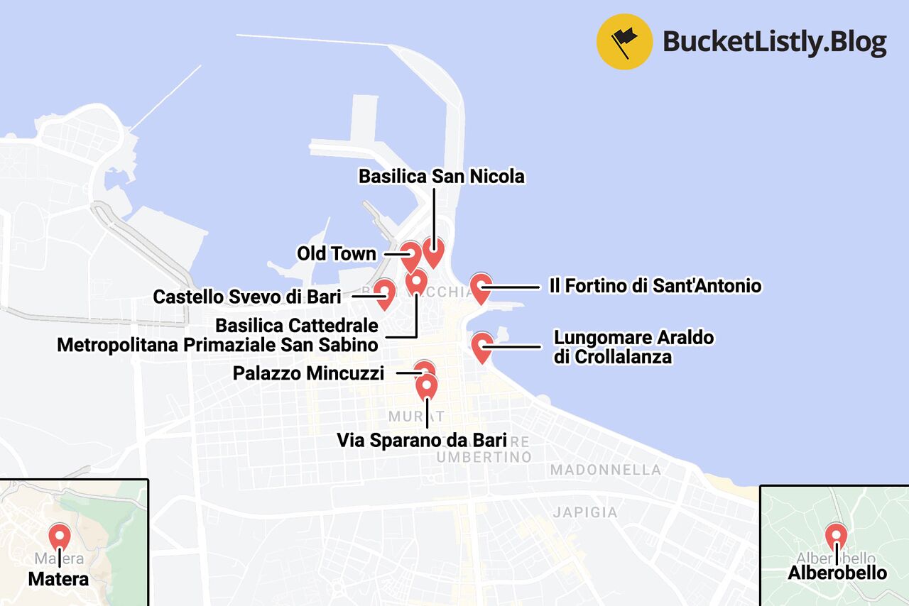 Bari Itinerary Map
