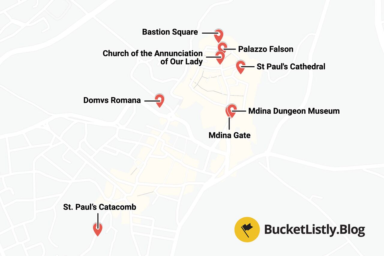 Mdina Itinerary Map