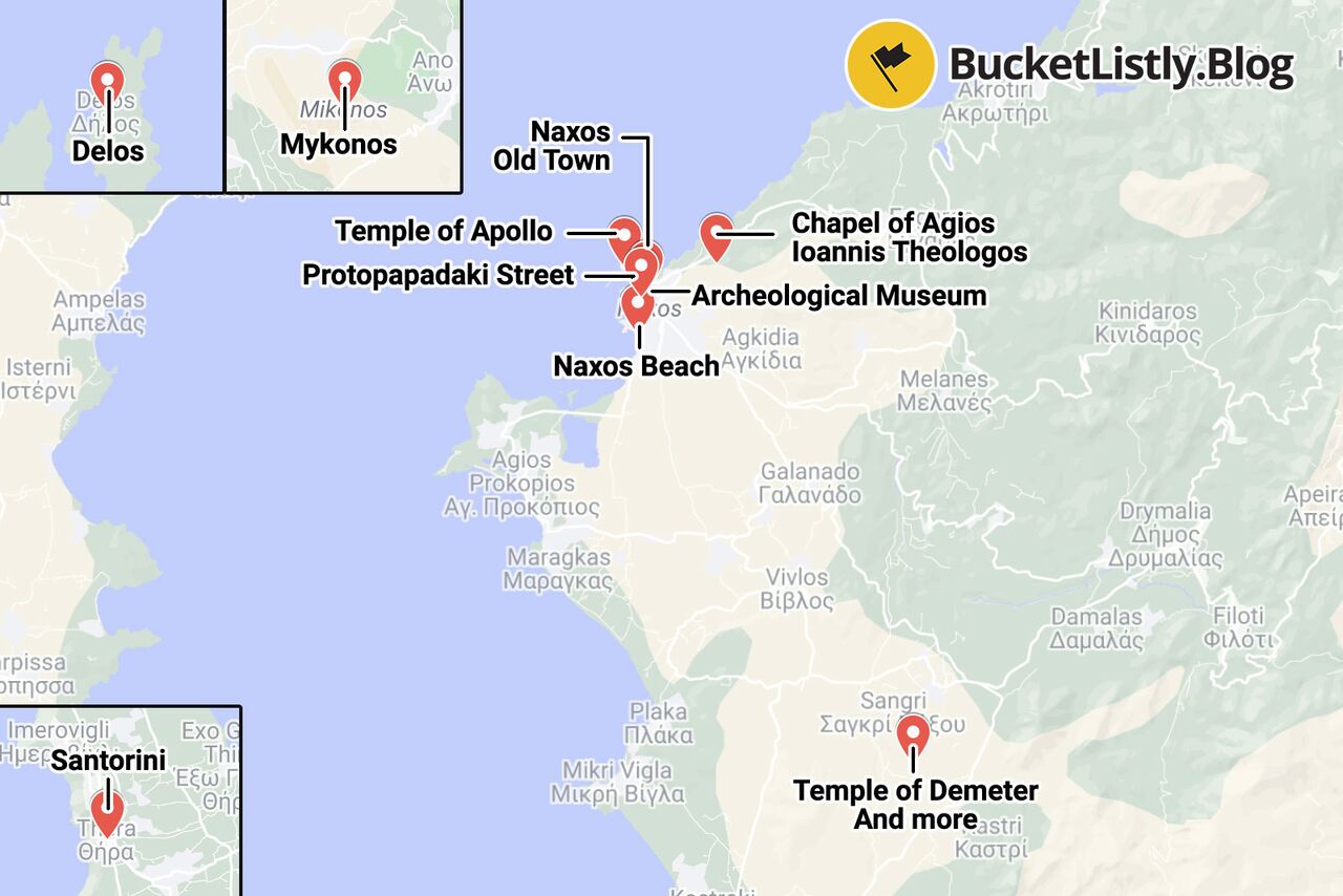 Naxos Itinerary Map