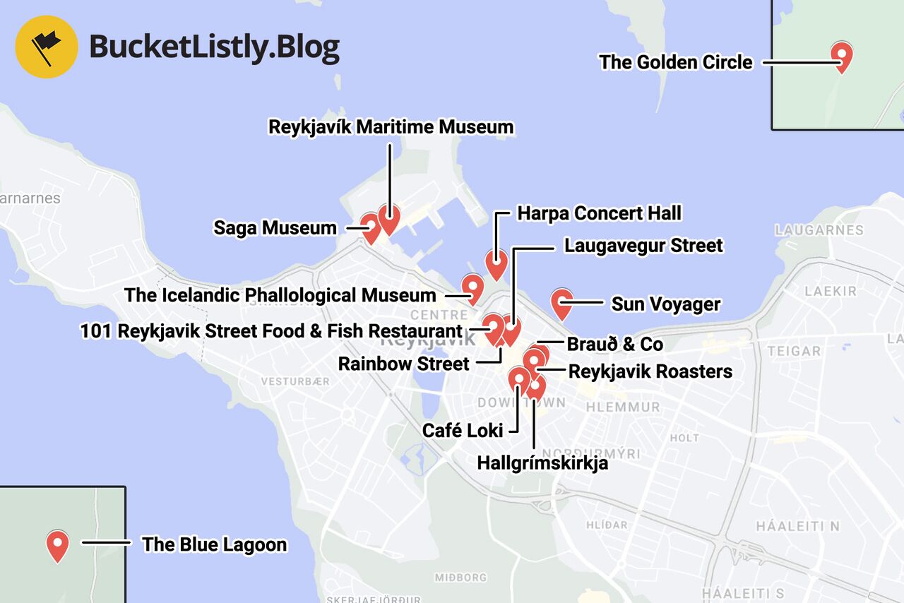 Reykjavik Itinerary Map