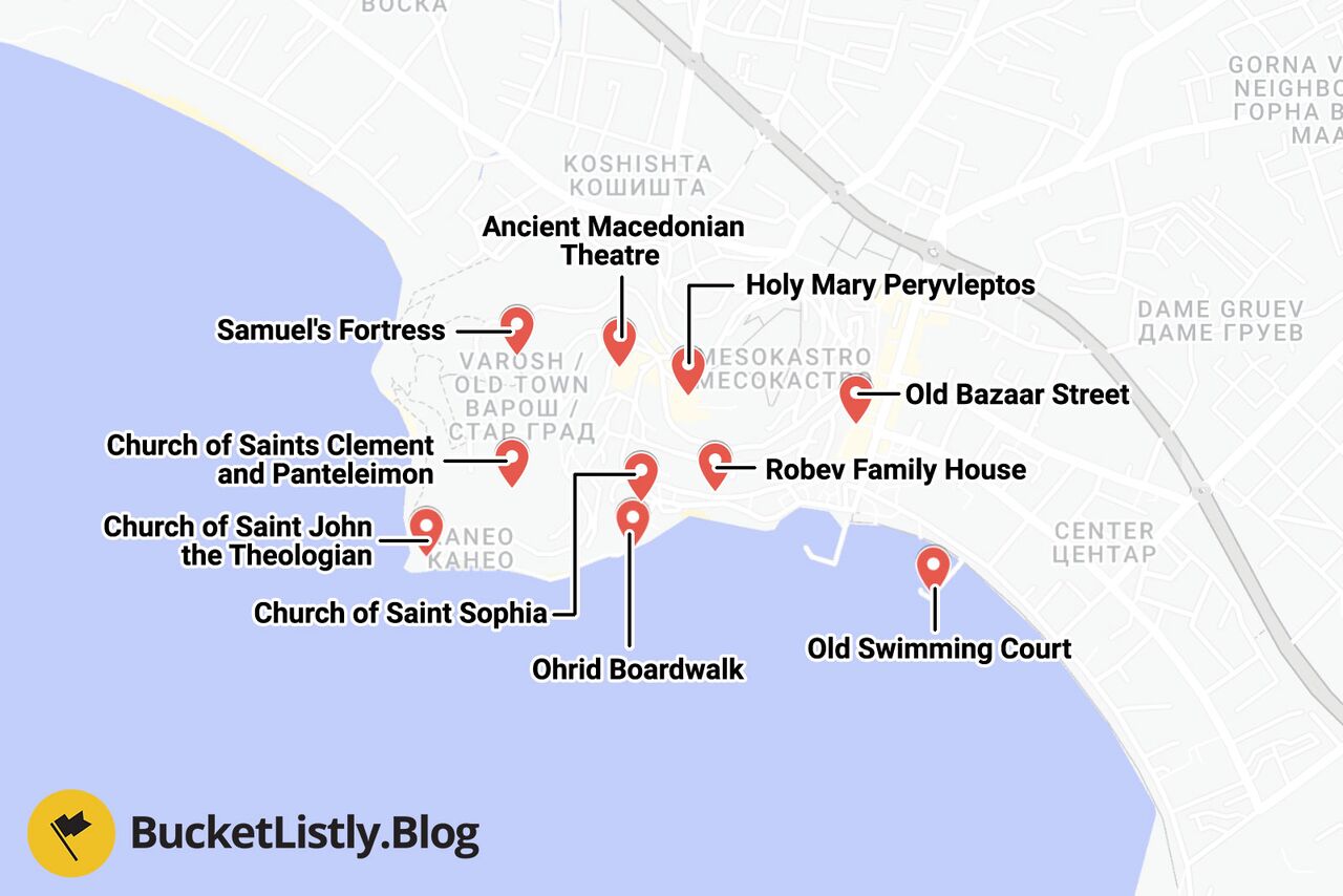 Lake Ohrid Itinerary Map