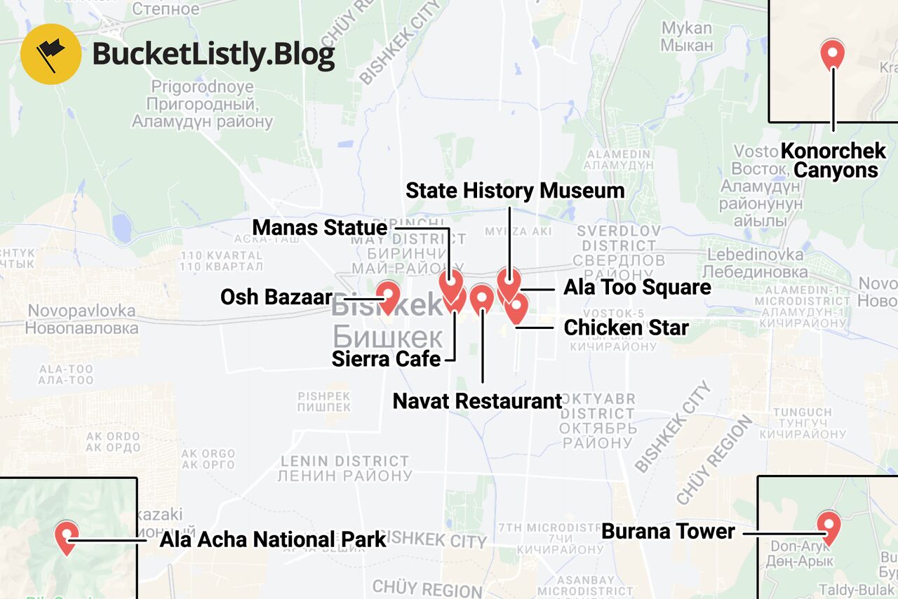 Things to Do in Bishkek Map
