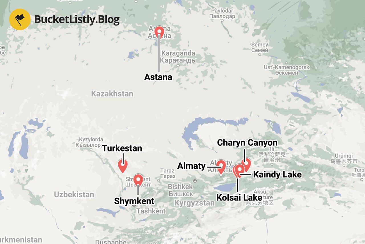 Kazakhstan Itinerary Map
