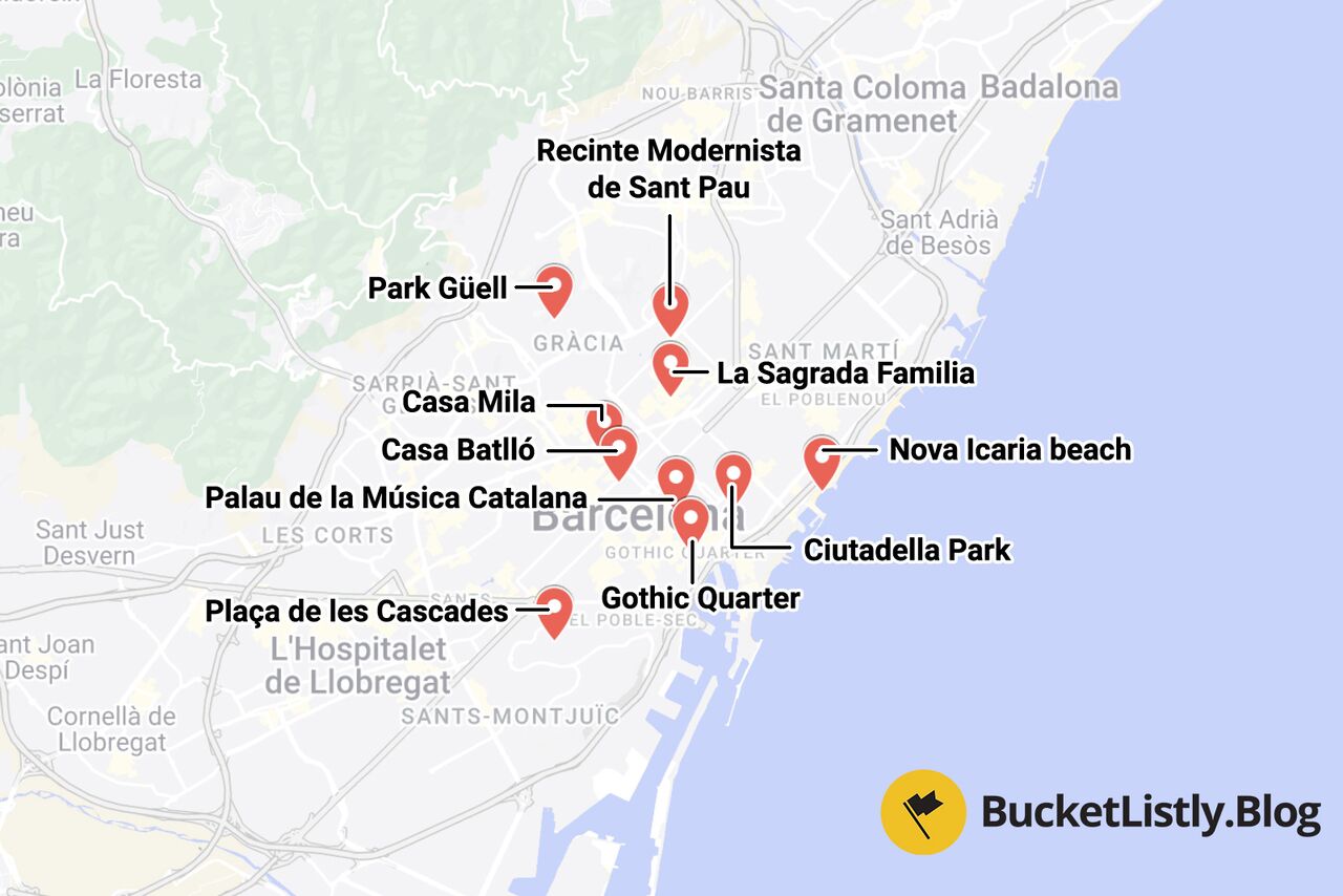Barcelona Itinerary Map