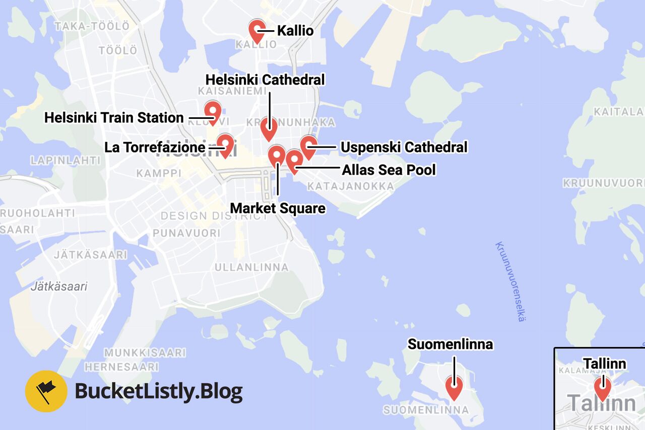Helsinki Things to Do Itinerary Map
