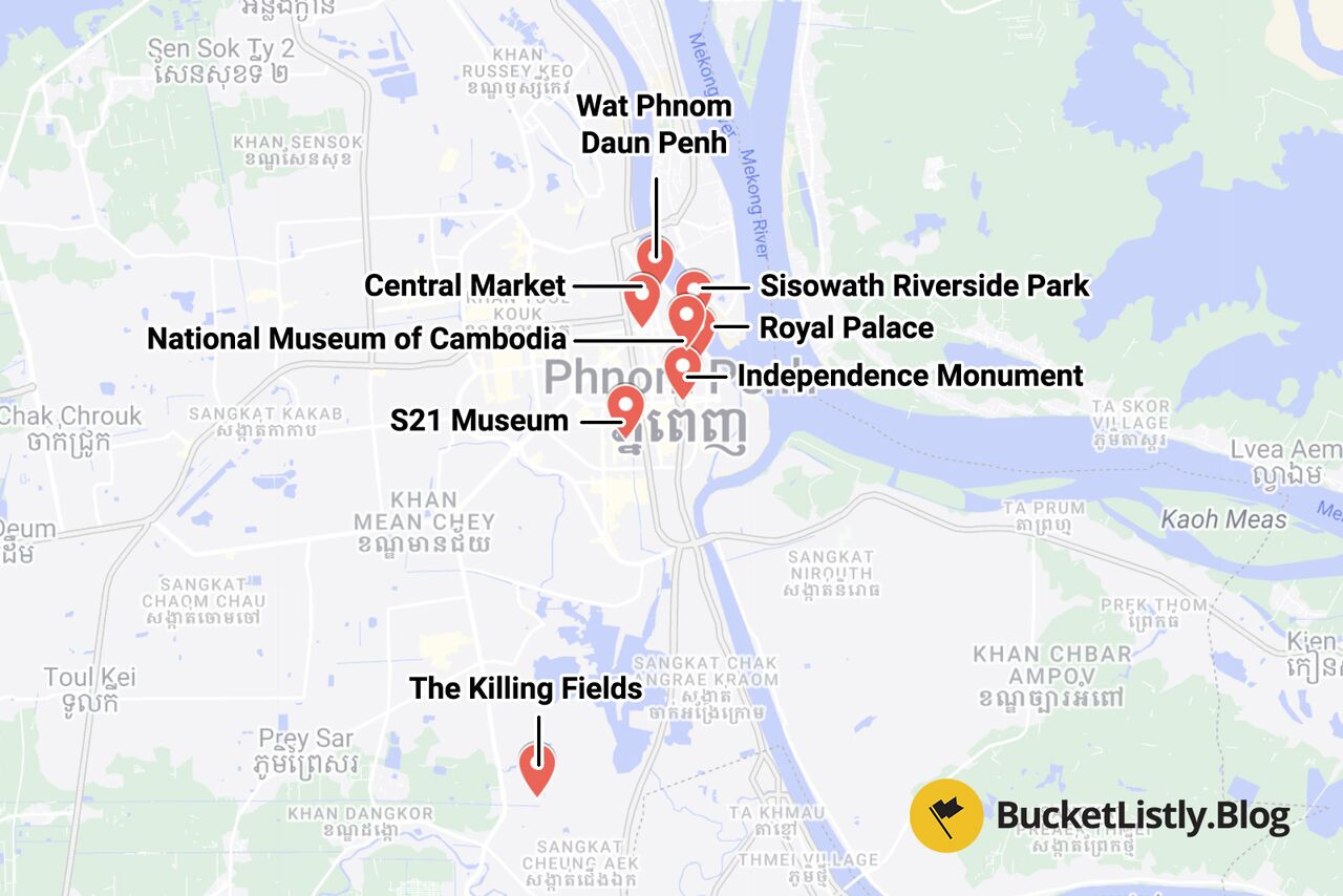 Phnom Penh Itinerary Map