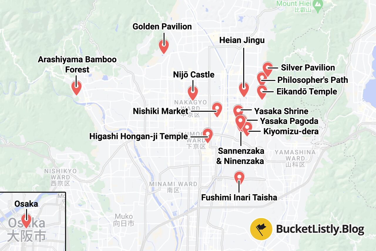 >Kyoto Best Things To Do Map