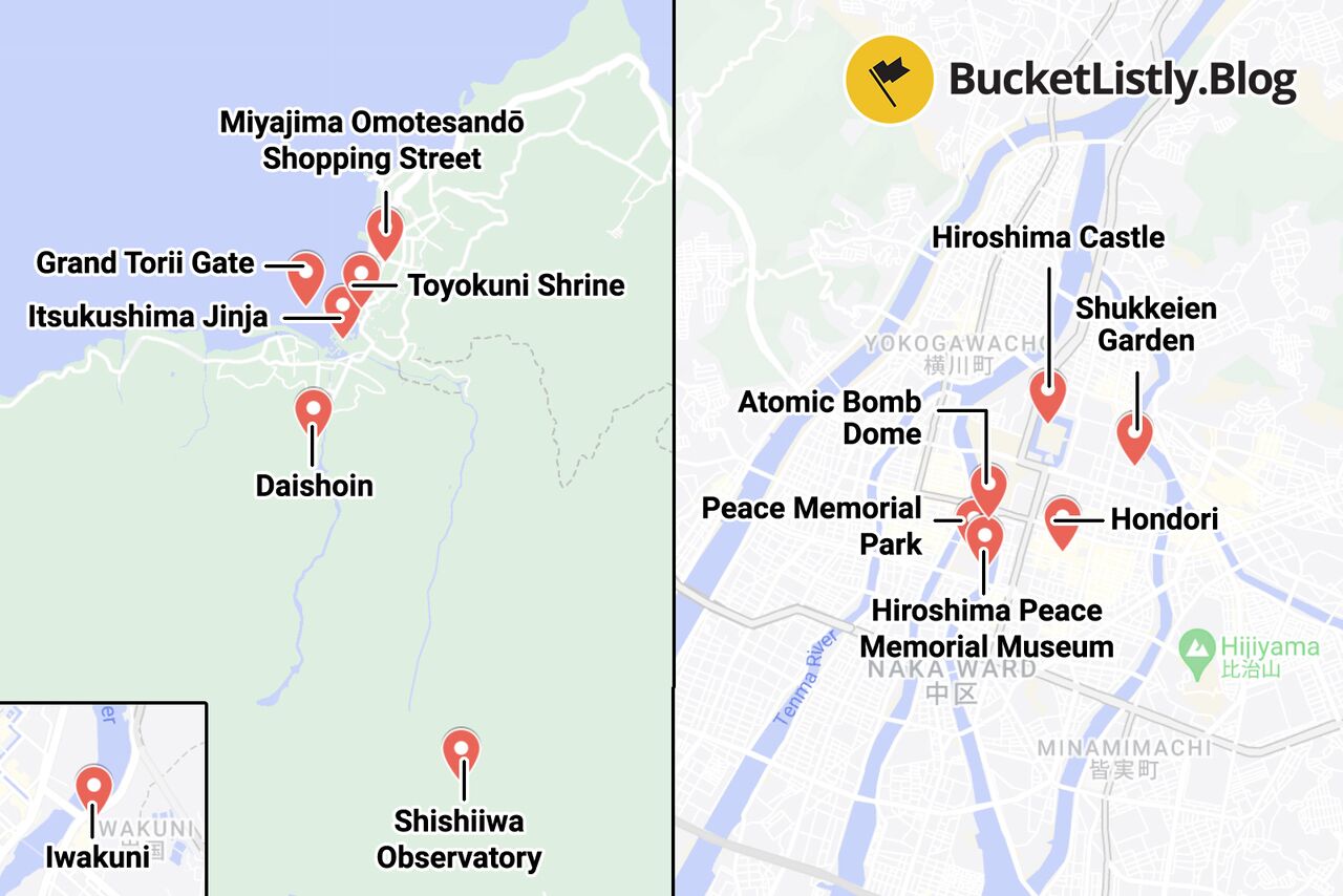 Hiroshima Things to do Itinerary Map