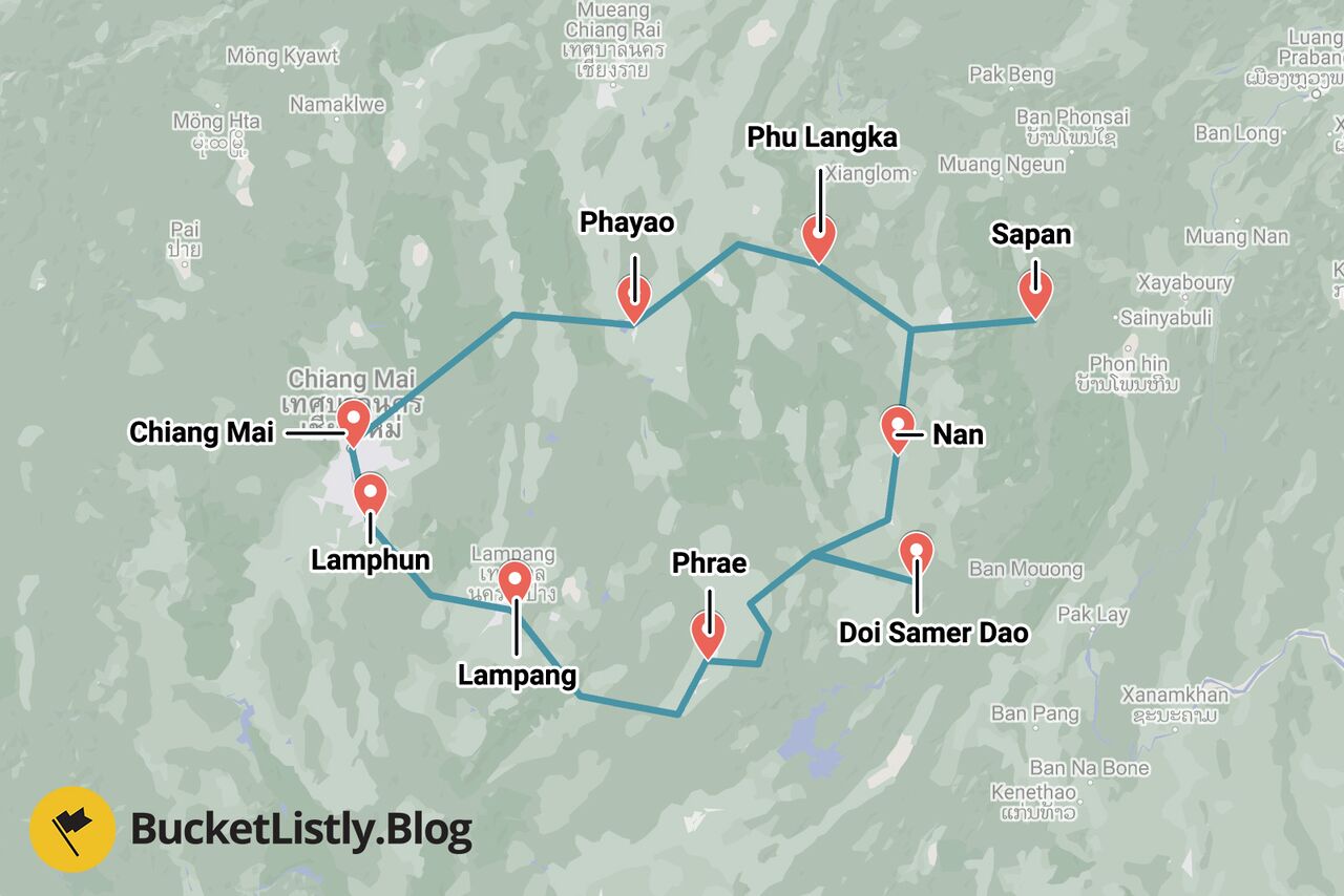 Nan Loop 9-Day Itinerary Map