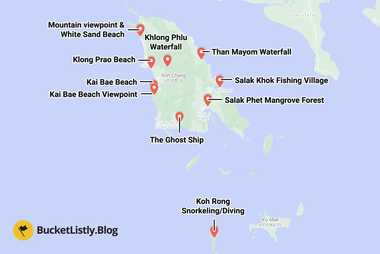 Koh Chang Things to do Itinerary Map