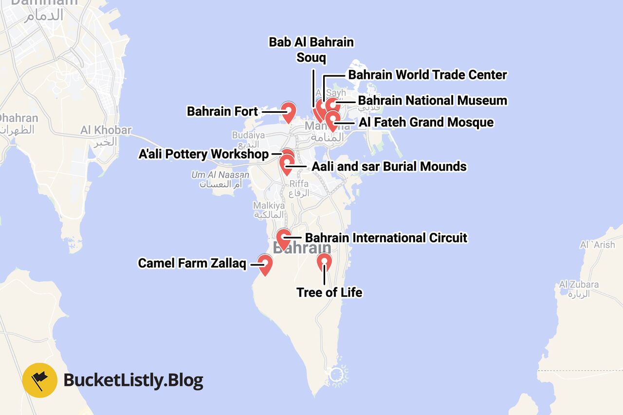 Bahrain Things to Do Itinerary Map