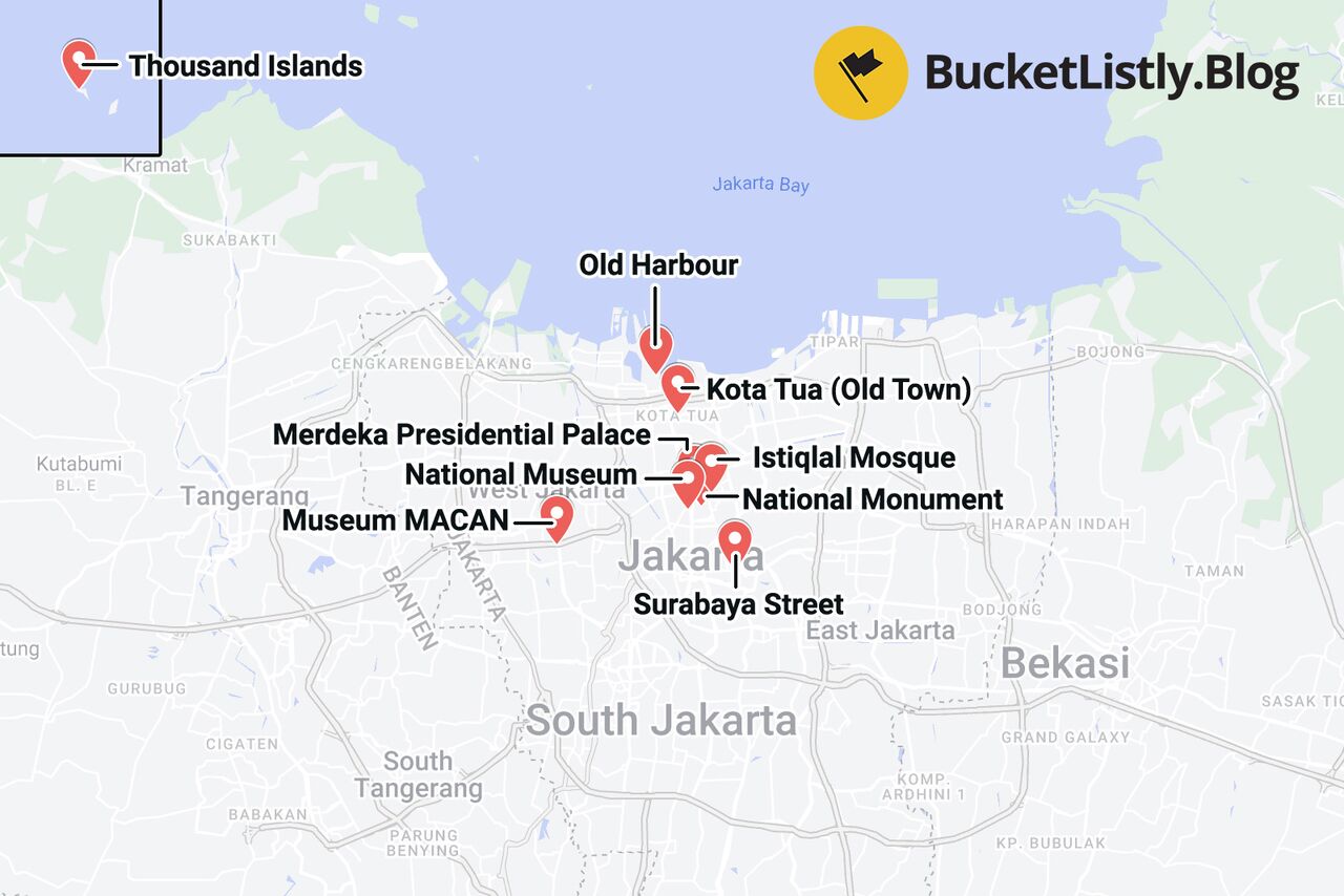 Jakarta Things To Do Itinerary Map
