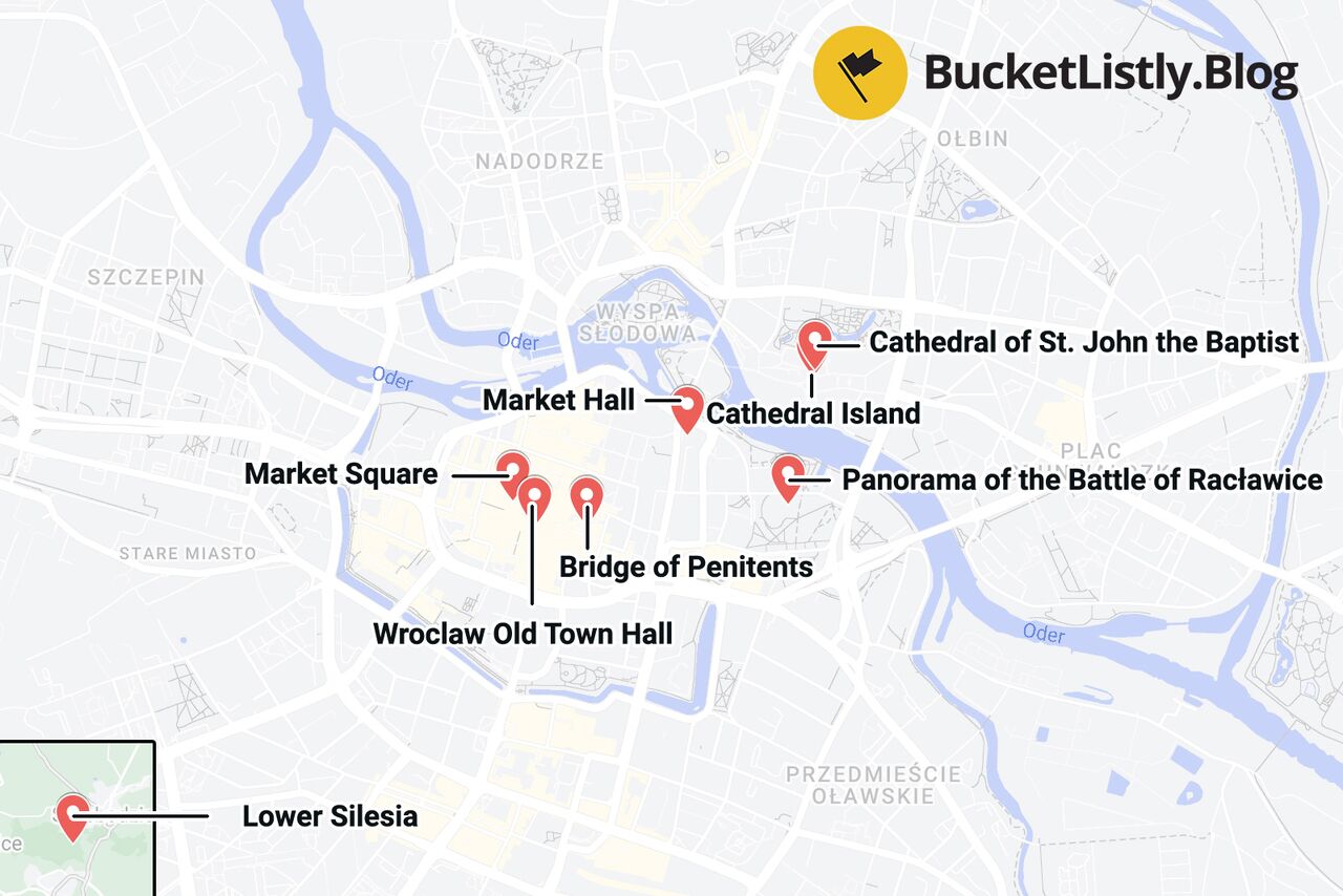 Wroclaw Things To Do Itinerary Map