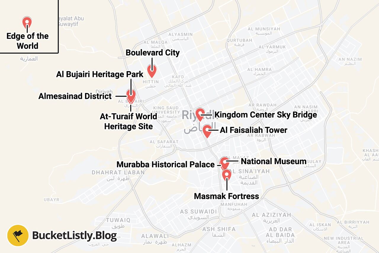 Riyadh Things to do Itinerary Map