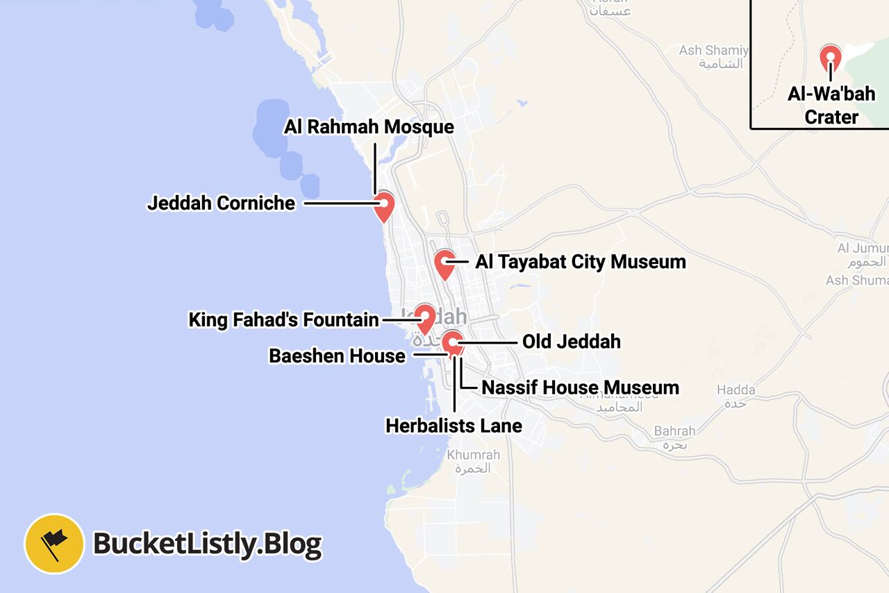 Jeddah Things to do Itinerary Map