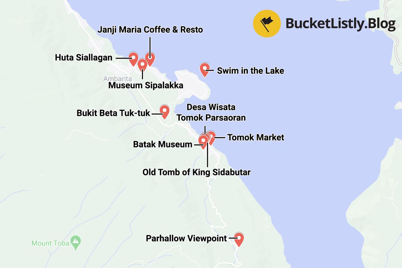 Lake Toba Itinerary Map