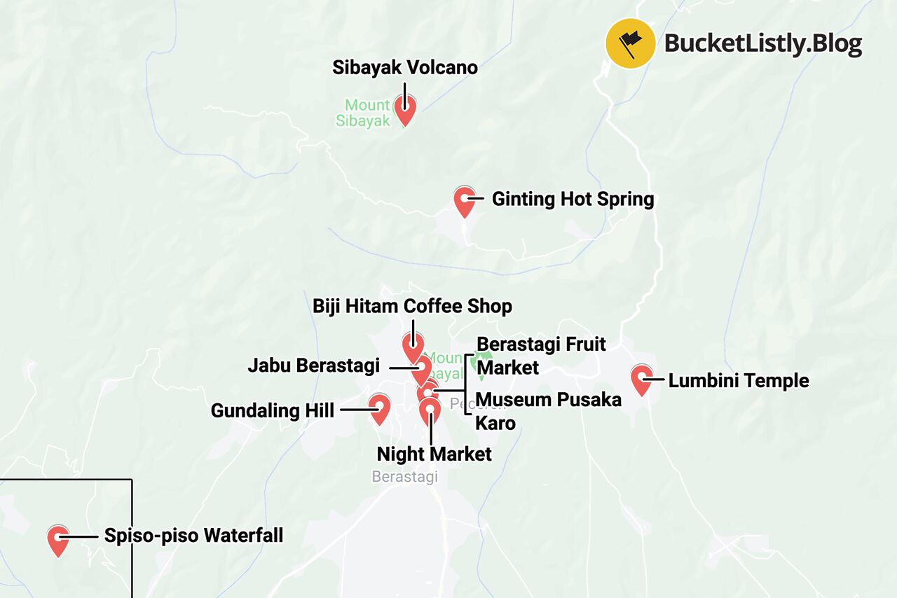 Berastagi Itinerary Map
