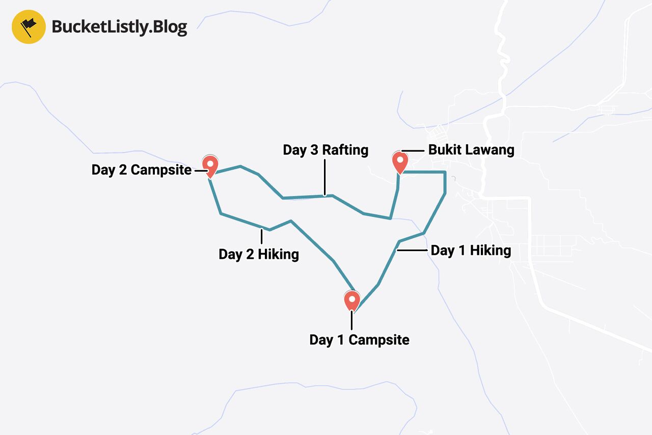 Orangutan Trekking Itinerary Map
