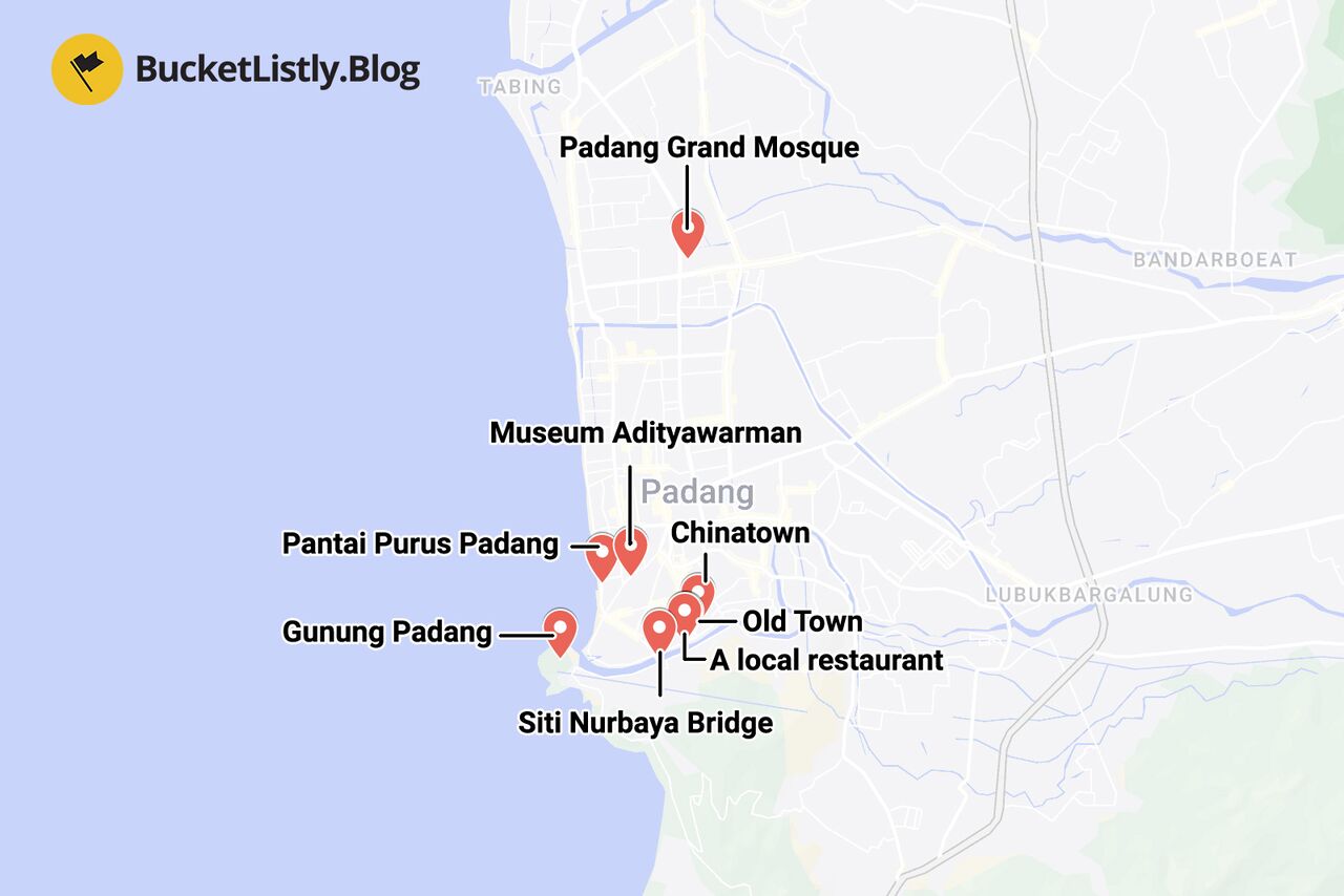 Padang Itinerary Map