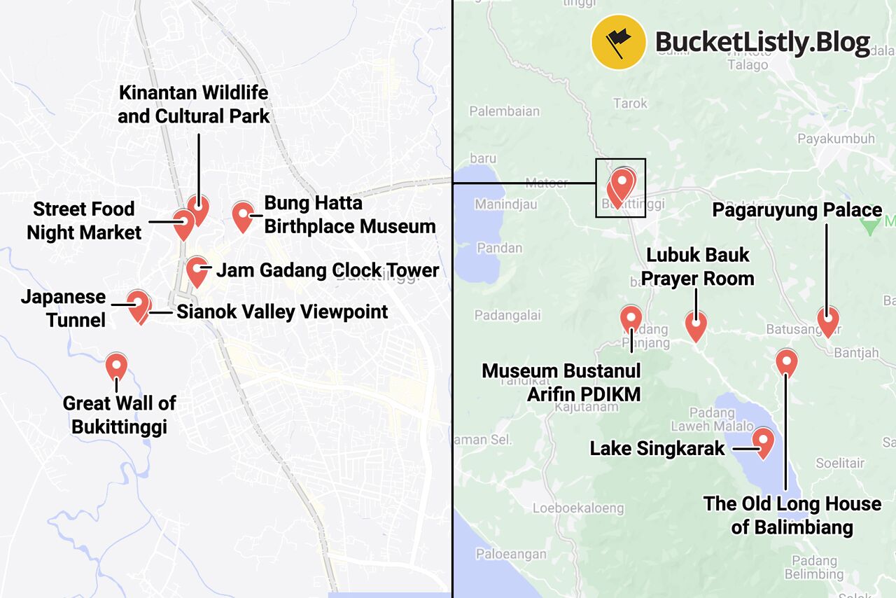 Bukittinggi Itinerary Map