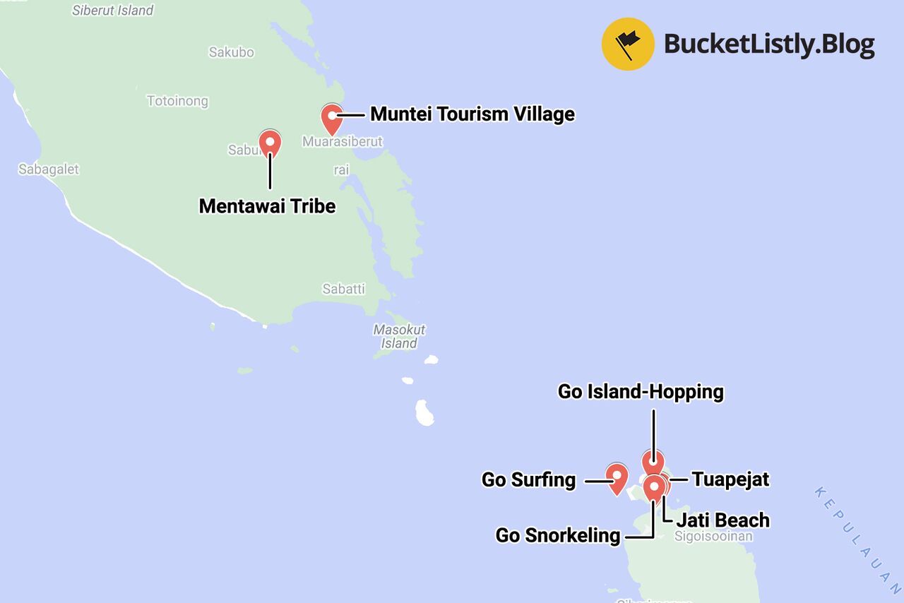Mentawai Itinerary Map