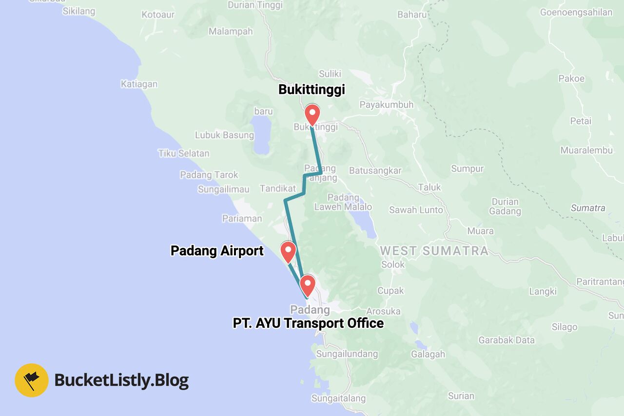 Bukittinggi Travel Route Map