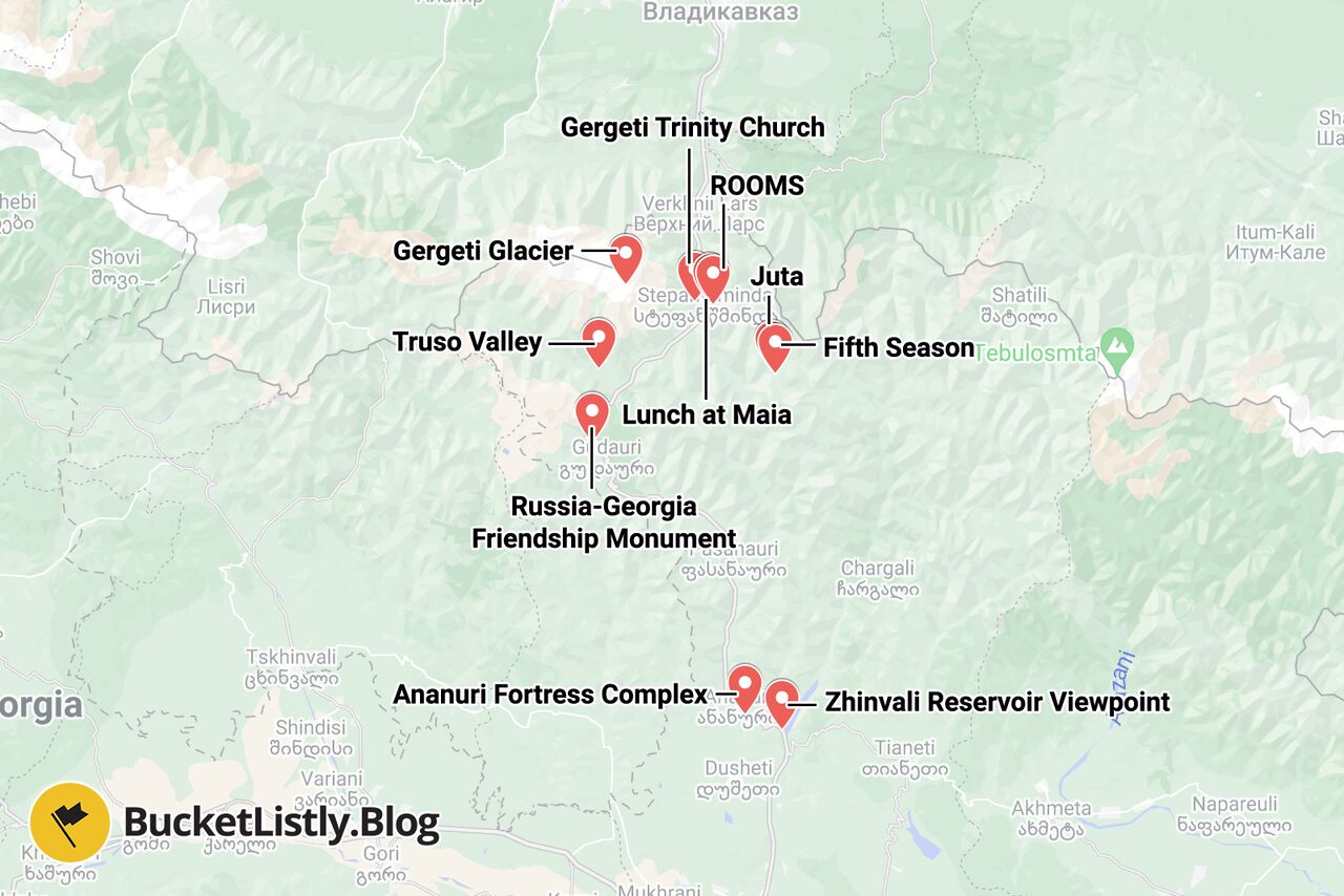 Kazbegi Things to Do Map