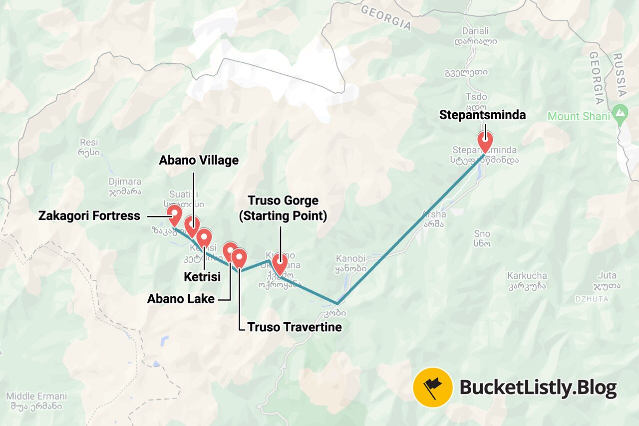 Truso Valley Hiking Itinerary Map