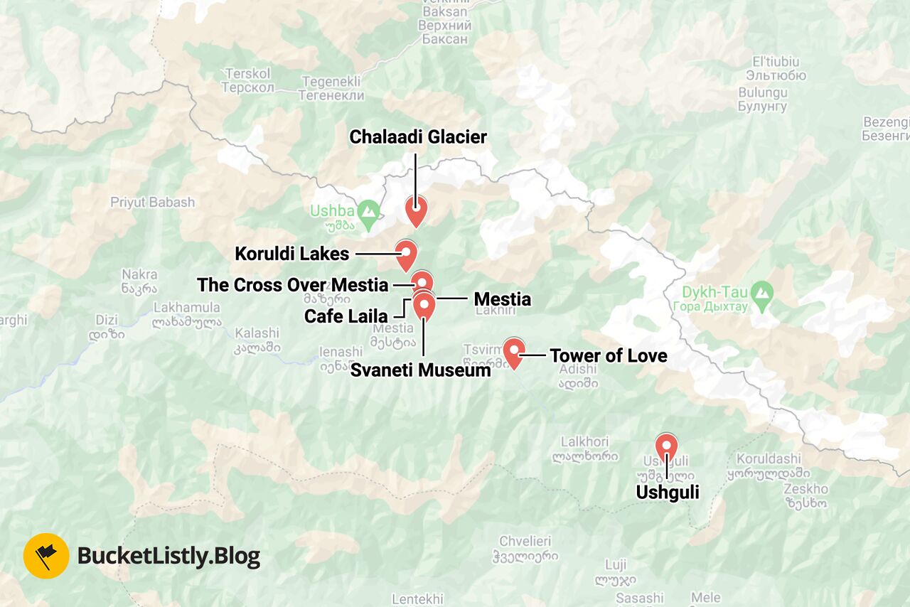 Svaneti Itinerary Map