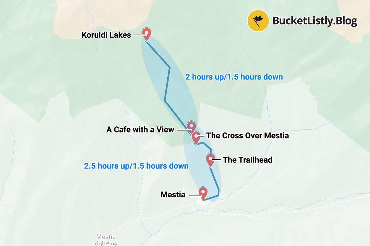 Koruldi Lakes Hiking Itinerary Map