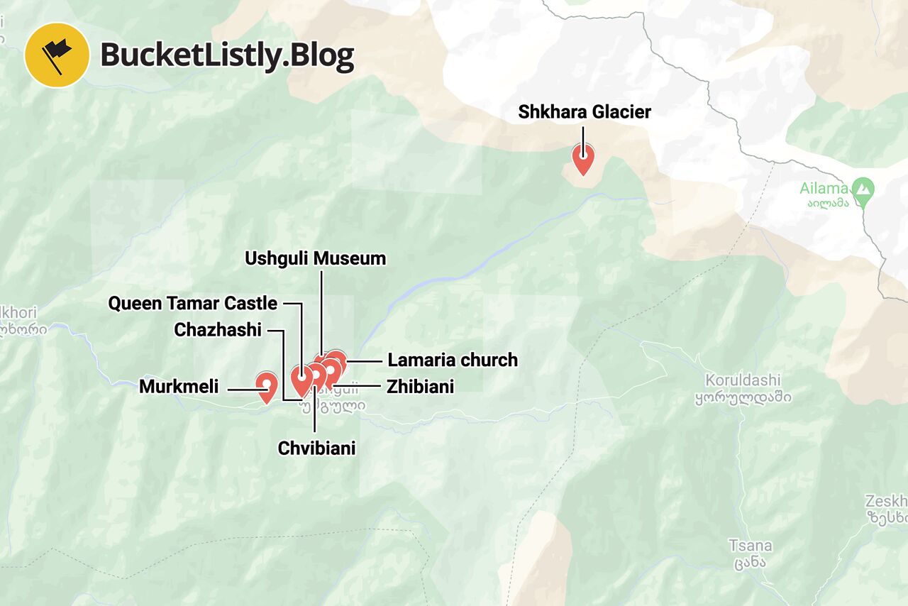 Ushguli Things to Do Map