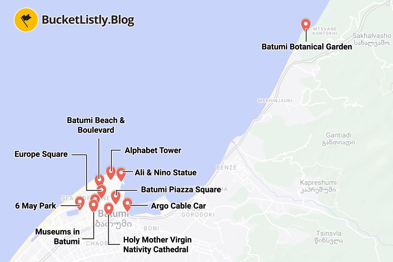 Batumi Things to Do Map