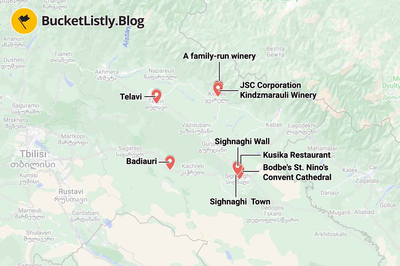 Kakheti Things to Do Map