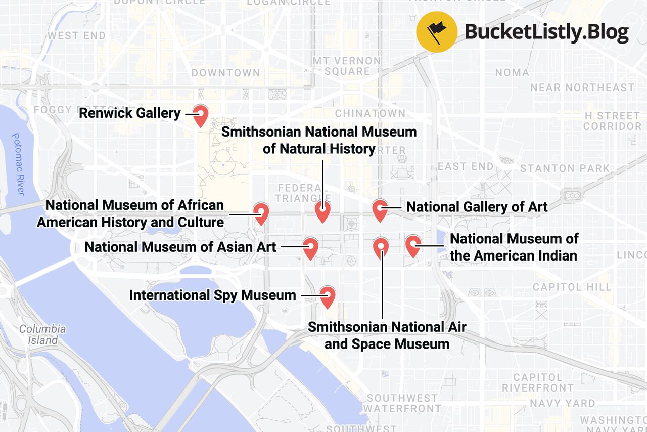 Washington DC Best Museums Map