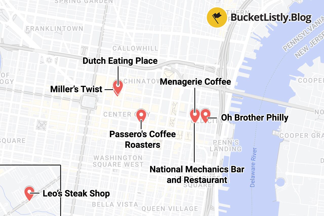 Philadelphia Restaurants and Cafes Map