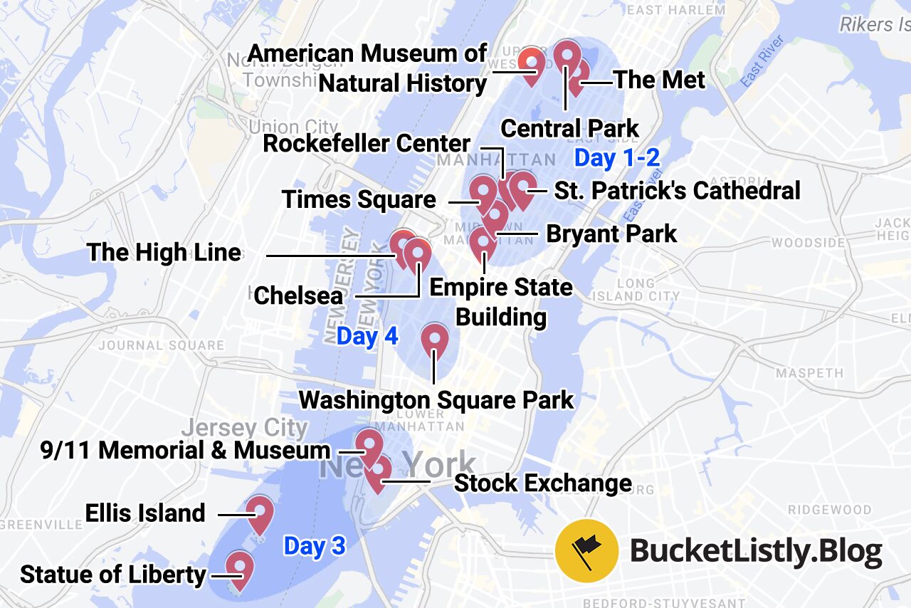 New York City Itinerary Map