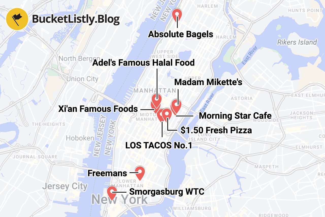 New York City Restaurants and Cafes Map