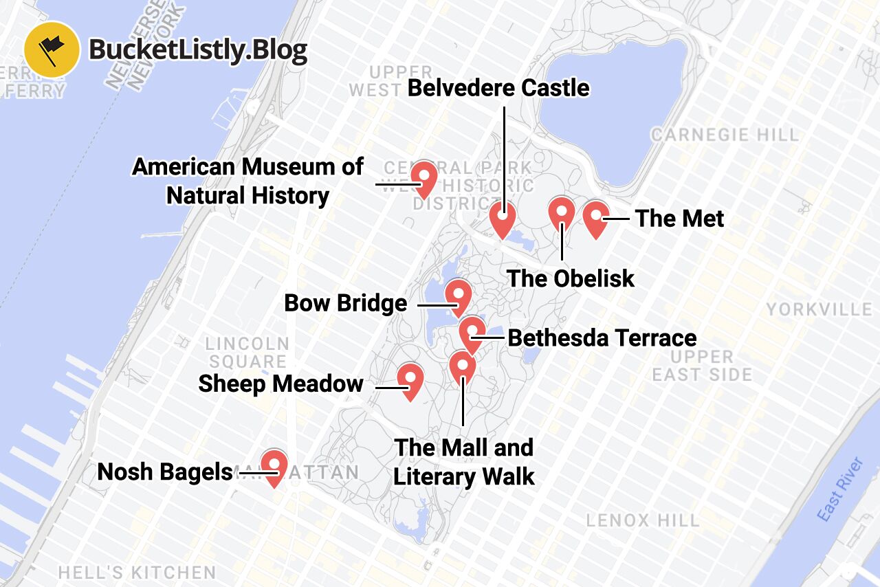 Central Park Points of Interest Map