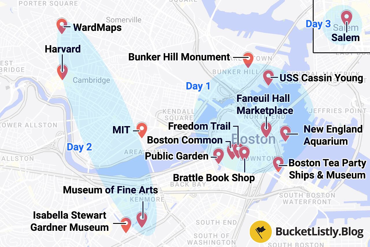 Boston 3-day Itinerary Map