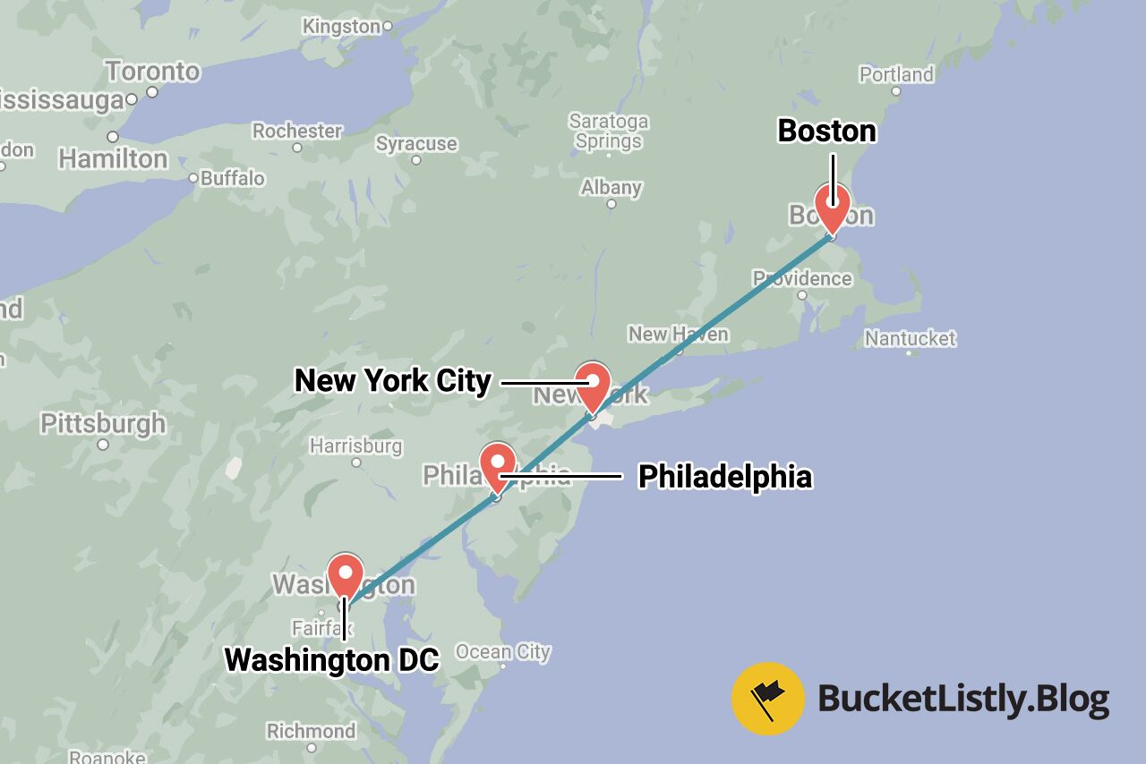 2 Weeks USA Itinerary Map