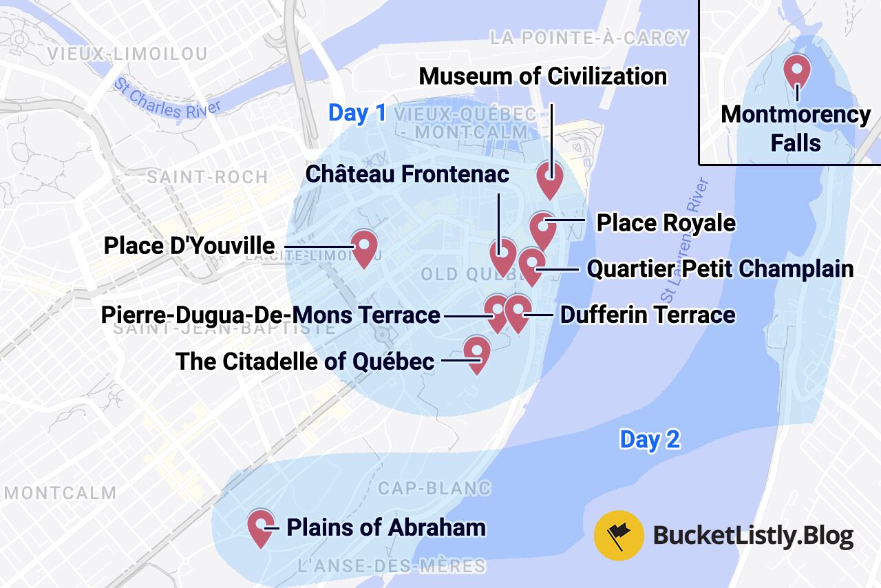 Quebec City Things to Do Map