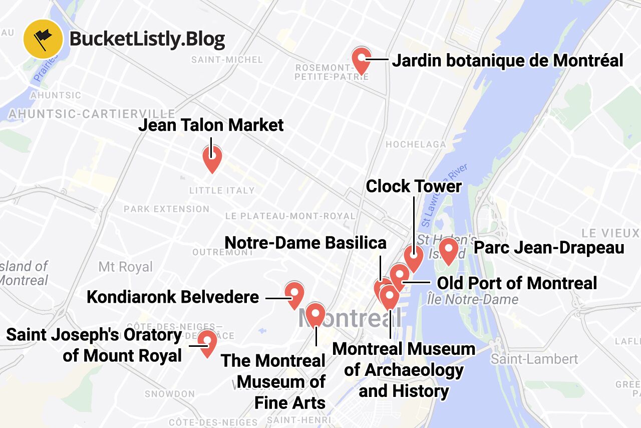 Montreal Things to Do Map