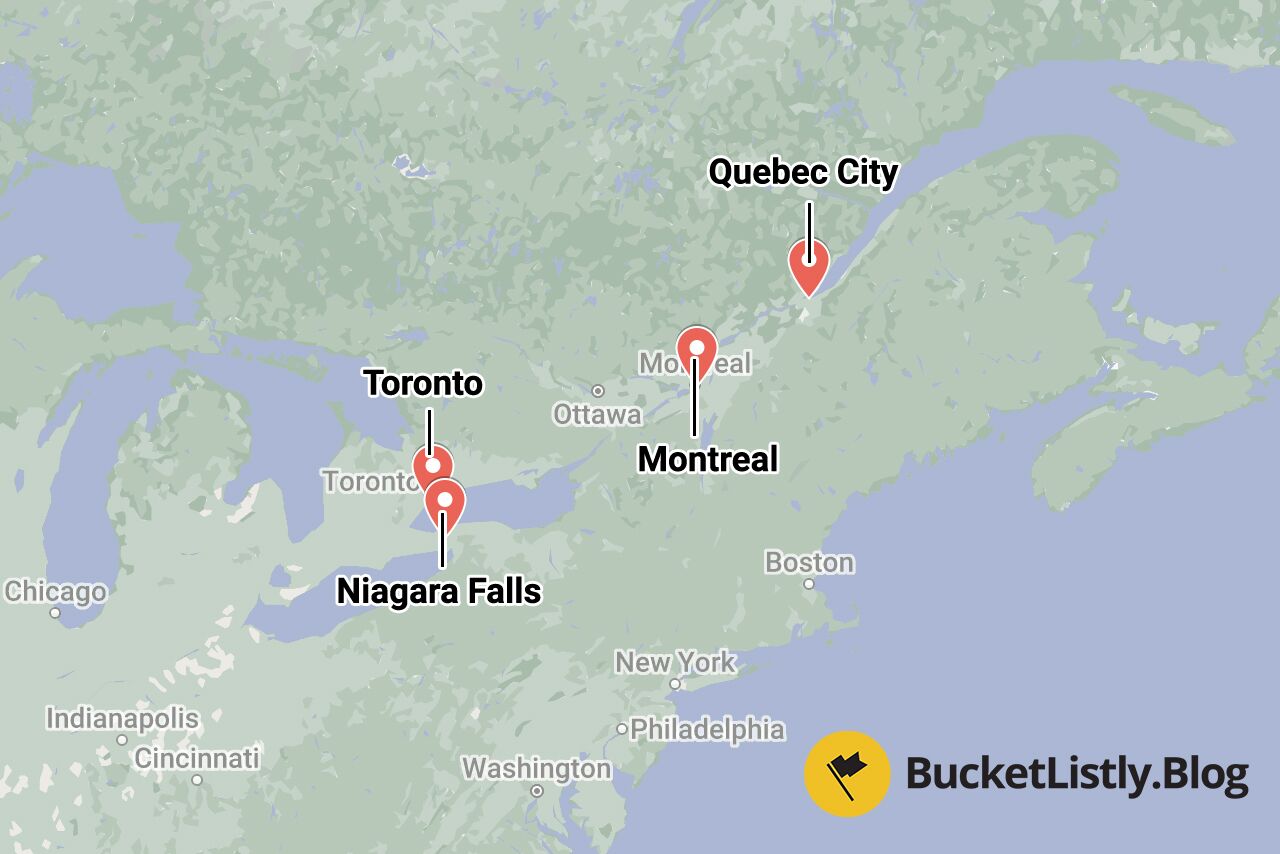 10-Day Canada Backpacking Itinerary Map