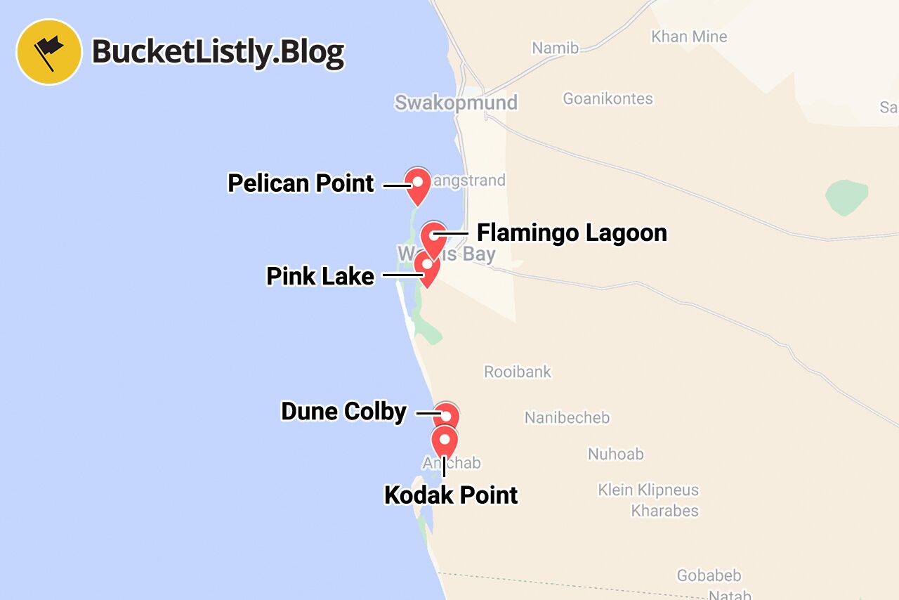 Sandwich Harbor Points of Interest Map