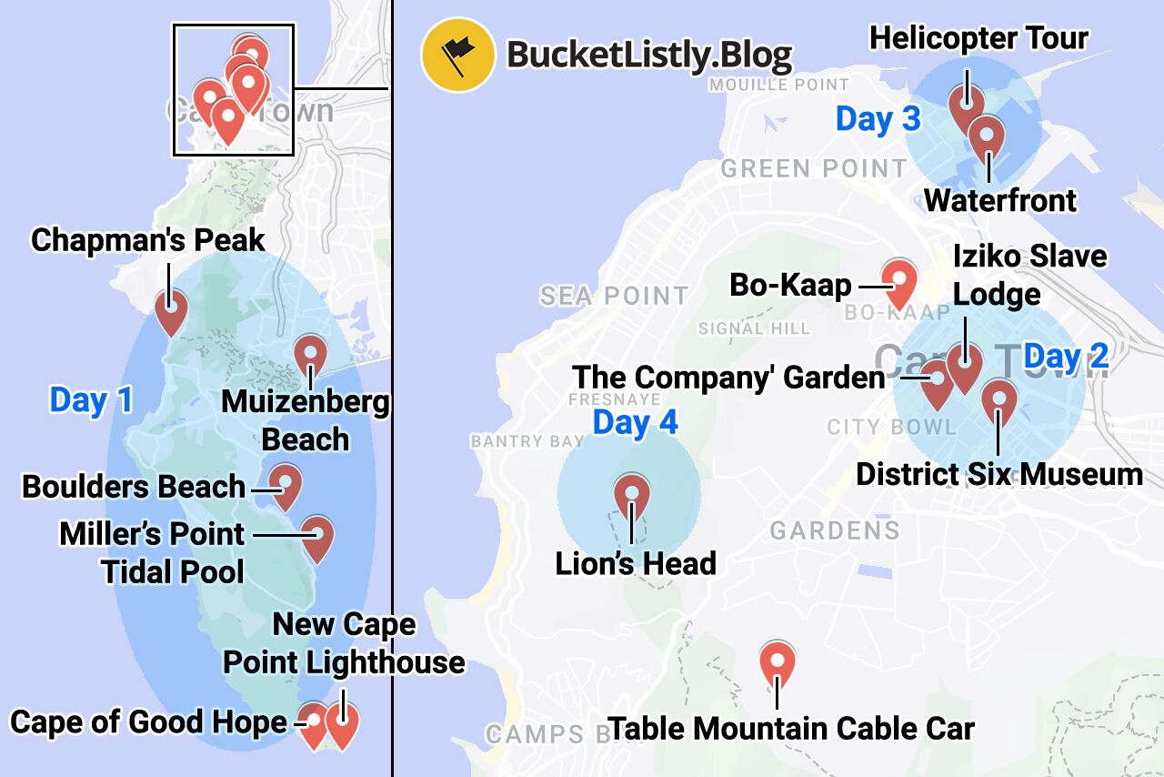 Cape Town 4-Day Itinerary Map