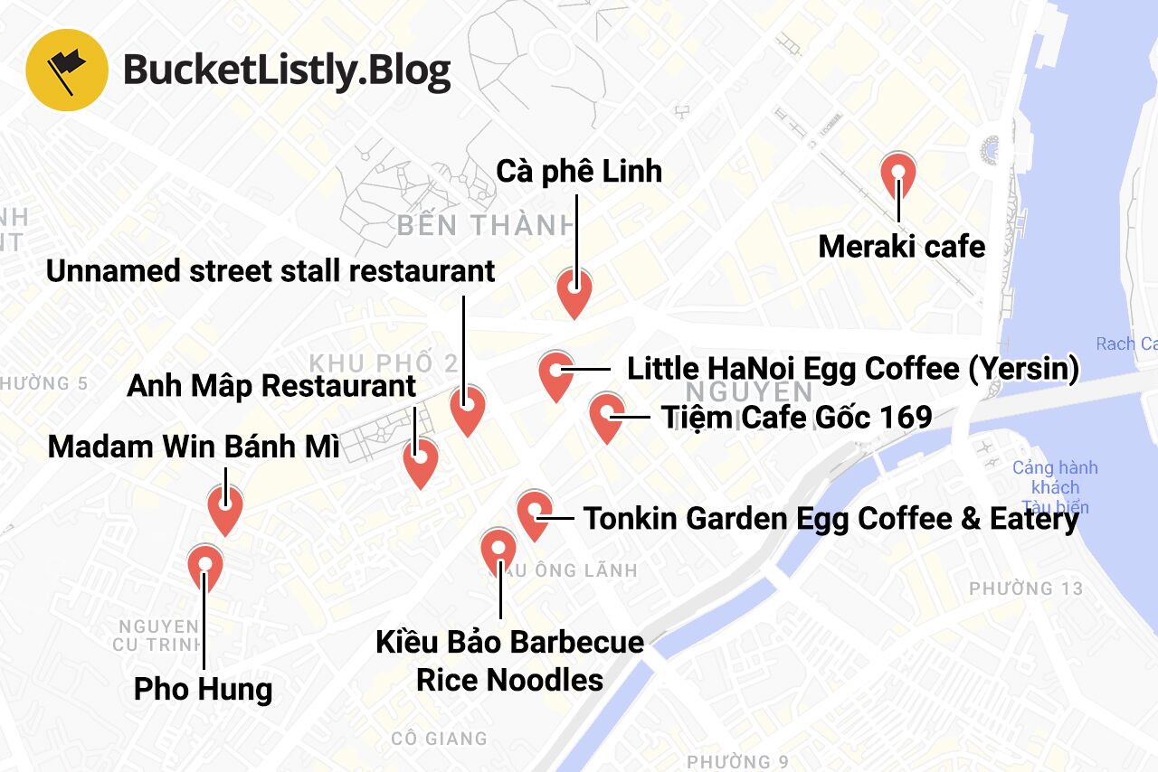 Ho Chi Minh City Places to Eat Map
